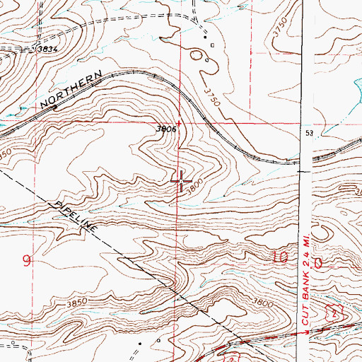 Topographic Map of 33N06W10BB__01 Well, MT