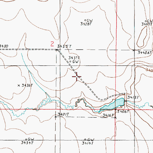 Topographic Map of 33N02W02DCAA02 Well, MT