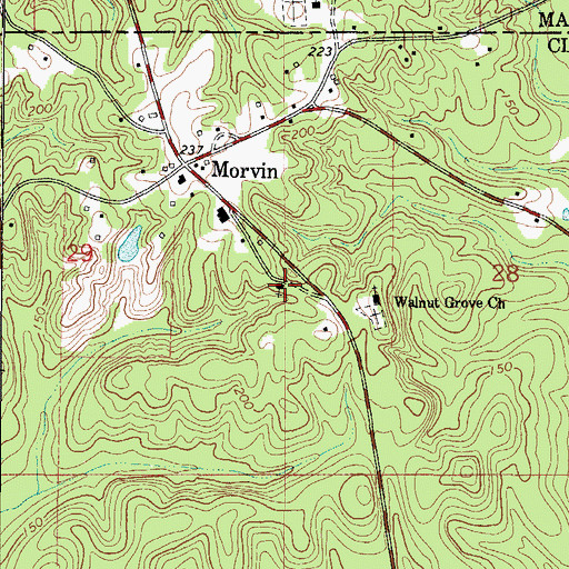 Topographic Map of Morvin Church of Christ, AL