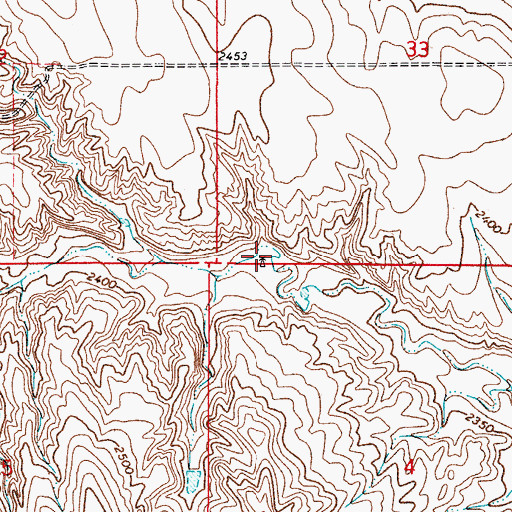 Topographic Map of 34N48E33CCCD01 Well, MT