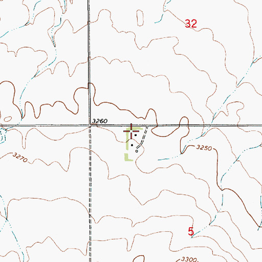 Topographic Map of 33N08E05BBAA01 Well, MT