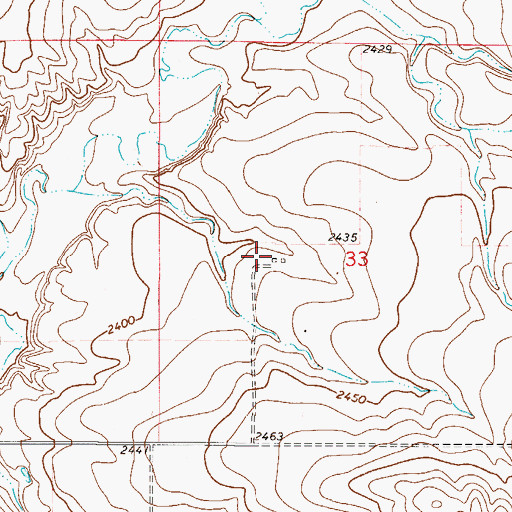 Topographic Map of 34N49E33CABB01 Well, MT