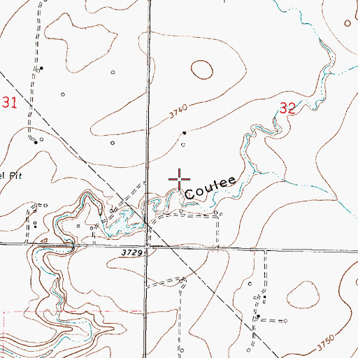Topographic Map of 34N05W32CC__01 Well, MT