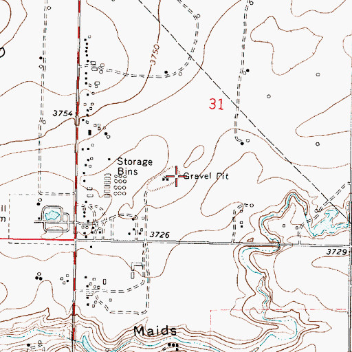 Topographic Map of 34N05W31CD__01 Well, MT