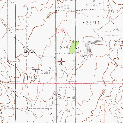 Topographic Map of 34N53E28DCBA01 Well, MT
