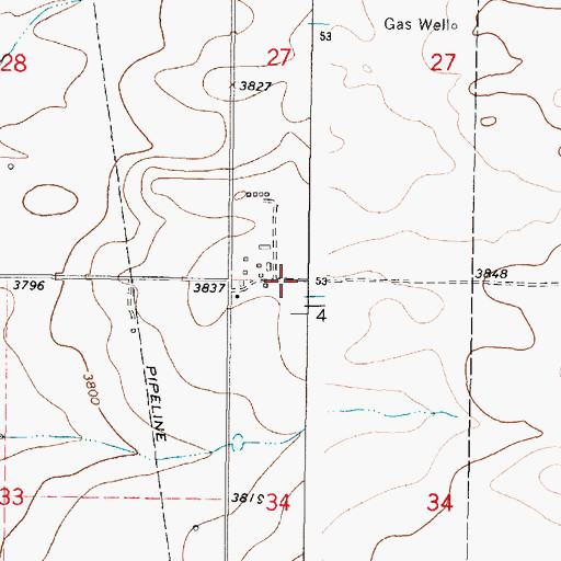 Topographic Map of 34N05W34BB__01 Well, MT