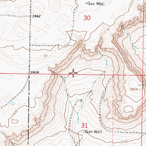 Topographic Map of 34N04W31BA__01 Well, MT