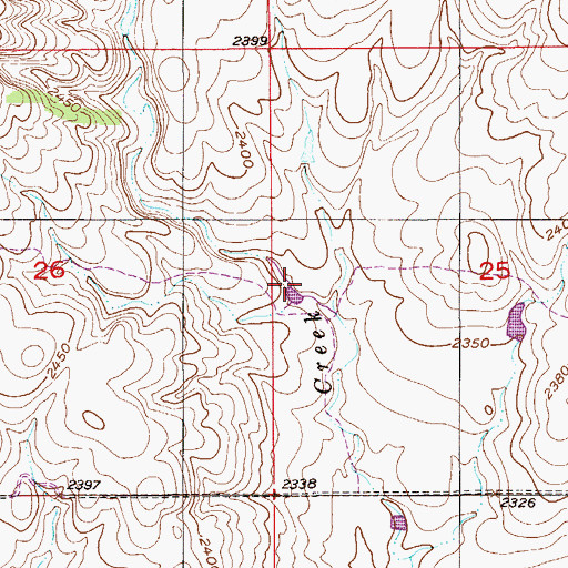 Topographic Map of 34N54E25CBBB01 Well, MT