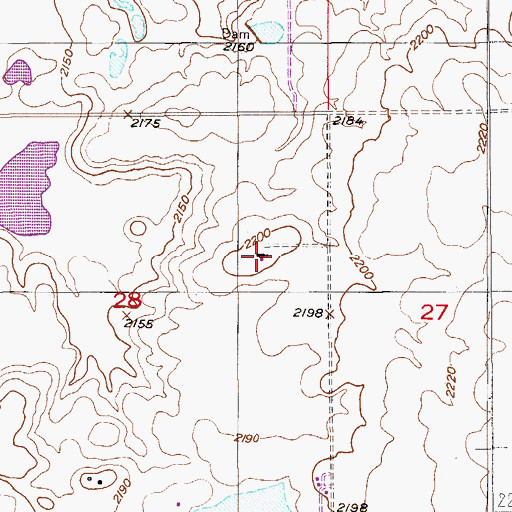 Topographic Map of 34N56E28ADBD01 Well, MT