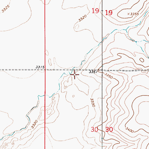 Topographic Map of 34N06E30BABB01 Well, MT