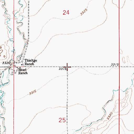 Topographic Map of 34N05E25ABBB01 Well, MT