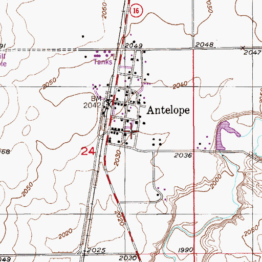 Topographic Map of 34N55E24ACDA01 Well, MT