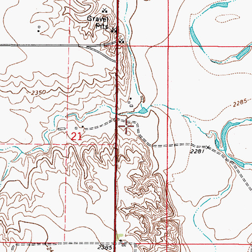 Topographic Map of 34N48E21ADCB01 Well, MT