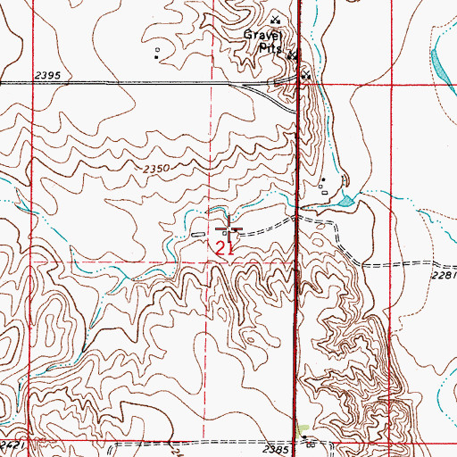 Topographic Map of 34N48E21ACCA01 Well, MT