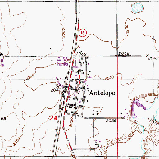 Topographic Map of 34N55E24ABDA02 Well, MT