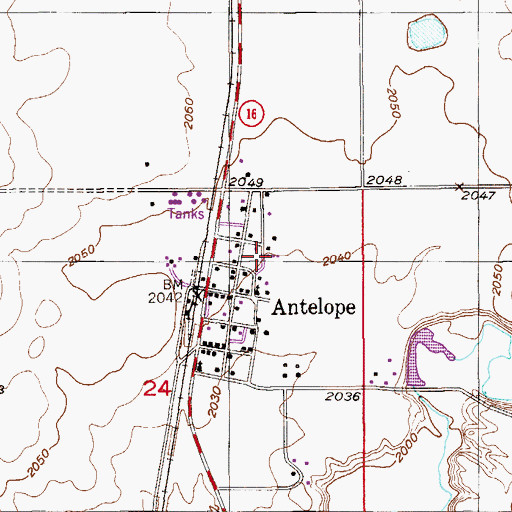 Topographic Map of 34N55E24AACB01 Well, MT