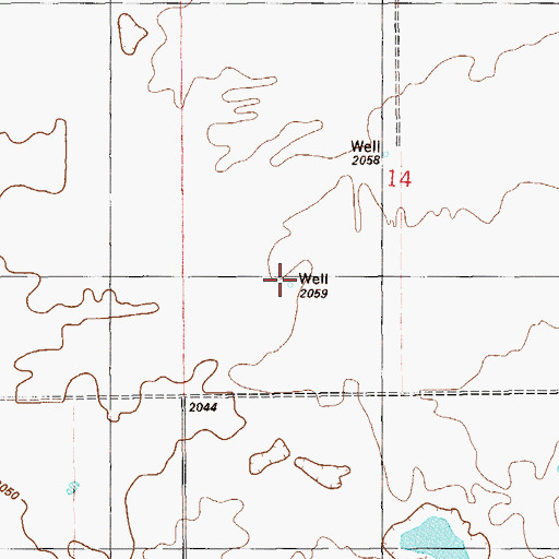 Topographic Map of 34N58E14CBDD01 Well, MT
