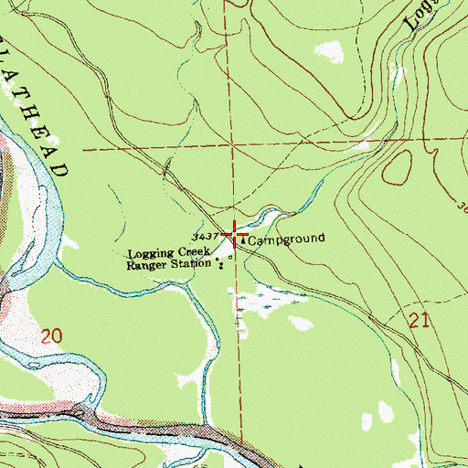 Topographic Map of 34N20W21BCB_01 Well, MT
