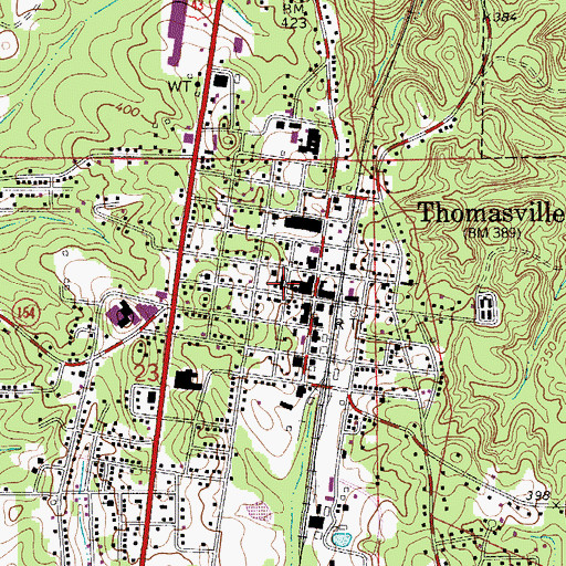 Topographic Map of Thomasville Baptist Church, AL