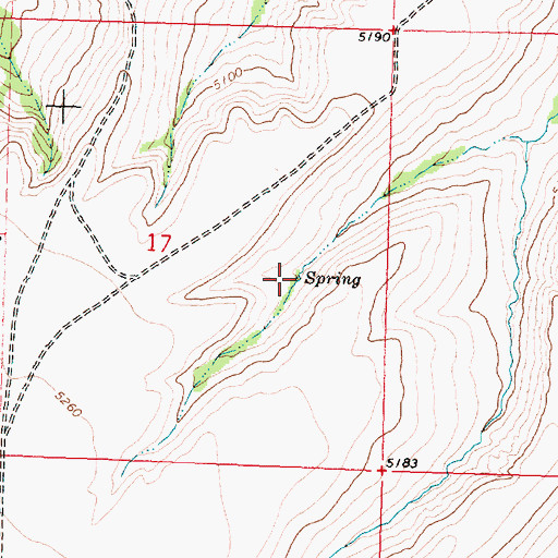 Topographic Map of 34N12W17DABB01 Spring, MT