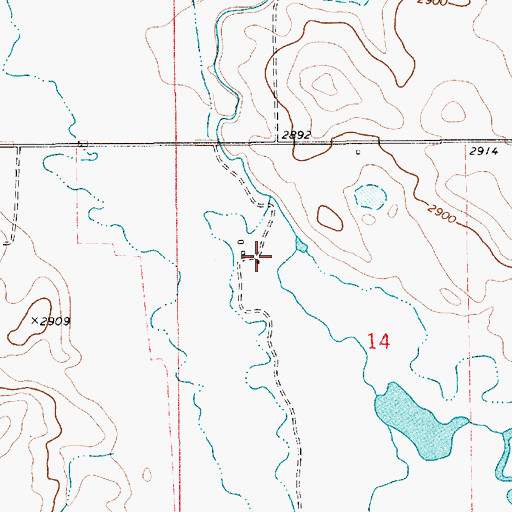 Topographic Map of 34N10E14BCAA01 Well, MT