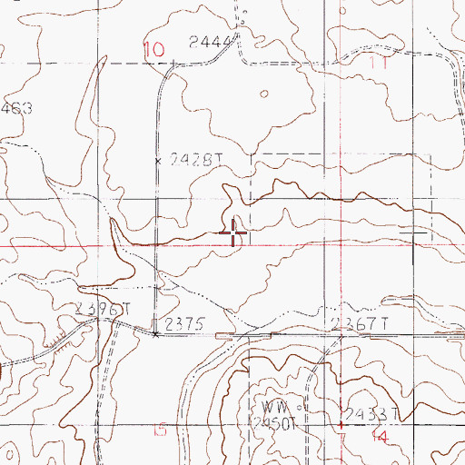 Topographic Map of 34N53E15DCDD01 Well, MT