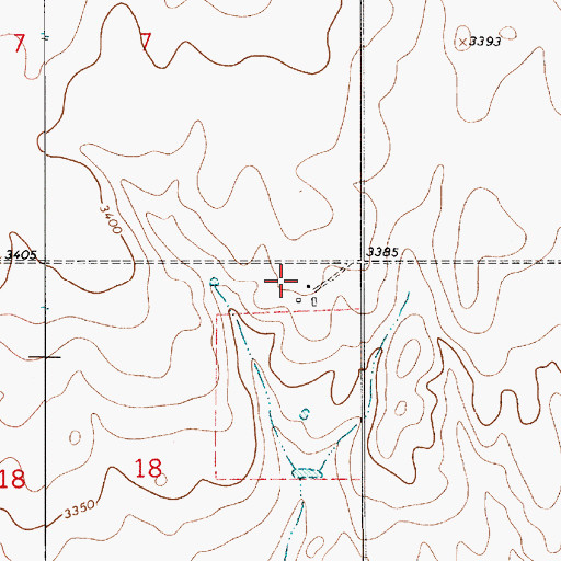 Topographic Map of 34N07E18AABA01 Well, MT