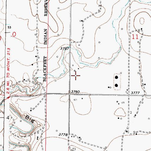 Topographic Map of 34N06W11CC__01 Well, MT