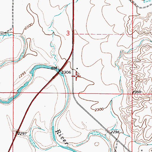 Topographic Map of 34N48E03DCBC01 Well, MT