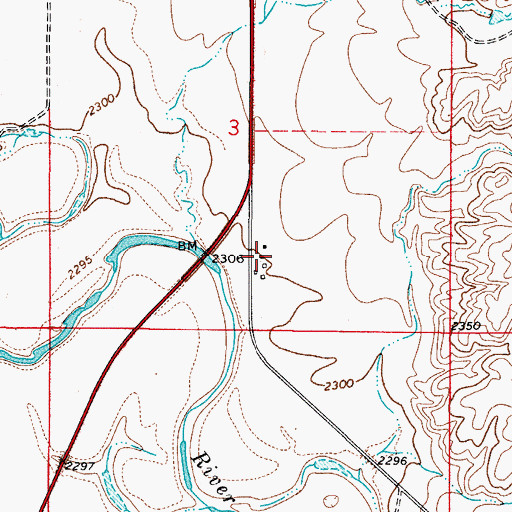 Topographic Map of 34N48E03DCBC03 Well, MT