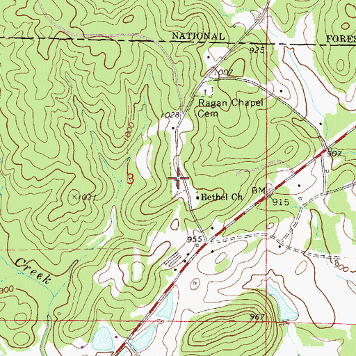 Topographic Map of Bethel Cemetery, AL