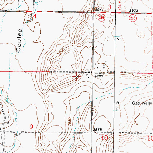 Topographic Map of 34N05W09AA__01 Well, MT