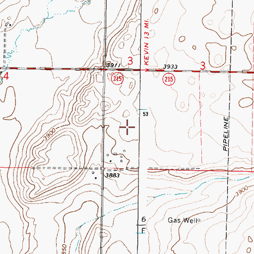 Topographic Map of 34N05W03CC__01 Well, MT