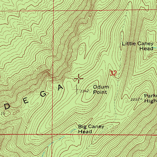 Topographic Map of Cheaha Wilderness, AL