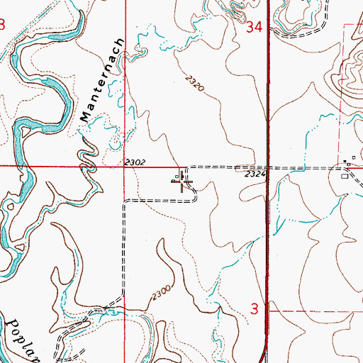 Topographic Map of 34N48E03BBAD01 Well, MT