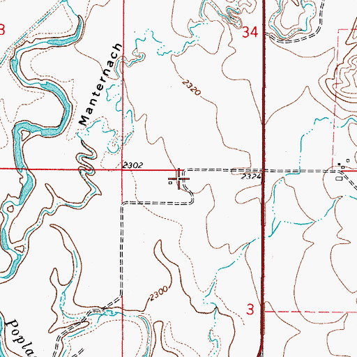Topographic Map of 34N48E03BBAA01 Well, MT