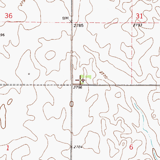 Topographic Map of 35N50E31CCCD01 Well, MT