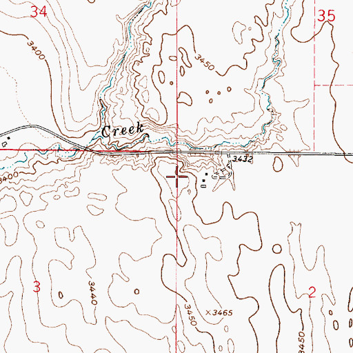 Topographic Map of 34N02E02BBBC01 Well, MT