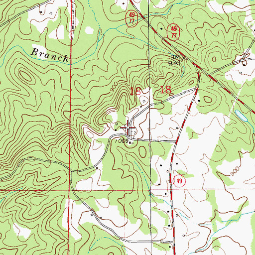 Topographic Map of County Line Cemetery, AL