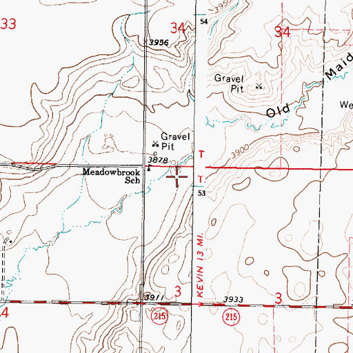 Topographic Map of 34N05W03BB__01 Well, MT
