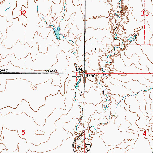 Topographic Map of 34N04E05AAAA01 Well, MT