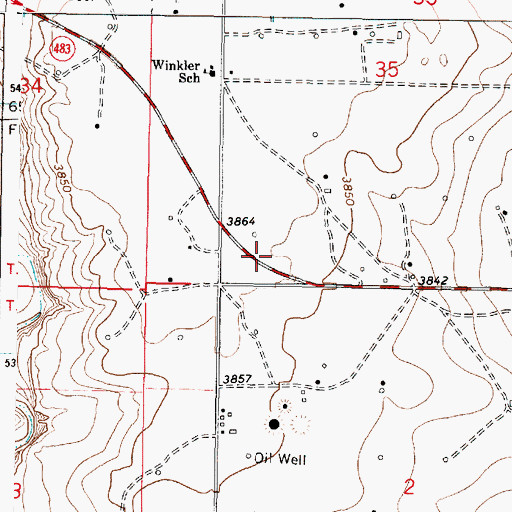 Topographic Map of 35N06W35CCBD01 Well, MT