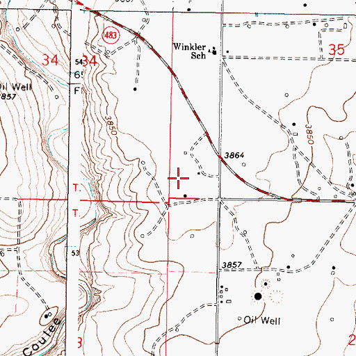Topographic Map of 35N06W34DD__01 Well, MT