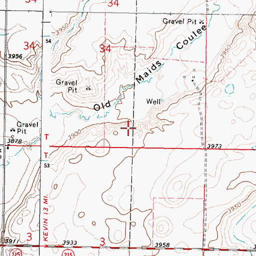 Topographic Map of 35N05W34DC__01 Well, MT