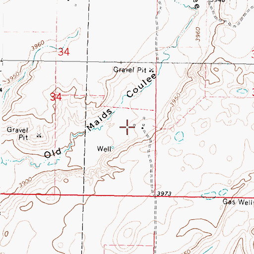 Topographic Map of 35N05W34DA__01 Well, MT