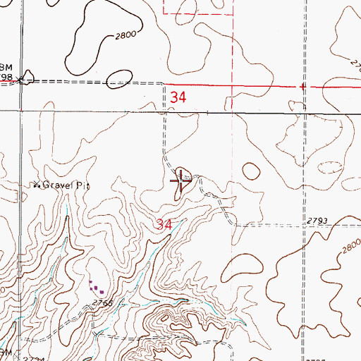 Topographic Map of 35N45E34ACBD01 Well, MT
