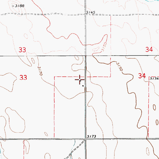 Topographic Map of 35N08E33DAAA01 Well, MT