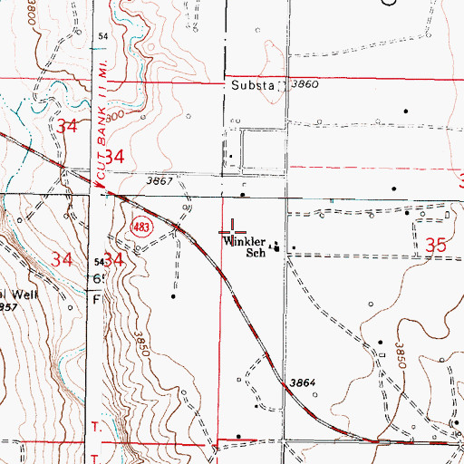 Topographic Map of 35N06W34AD__01 Well, MT
