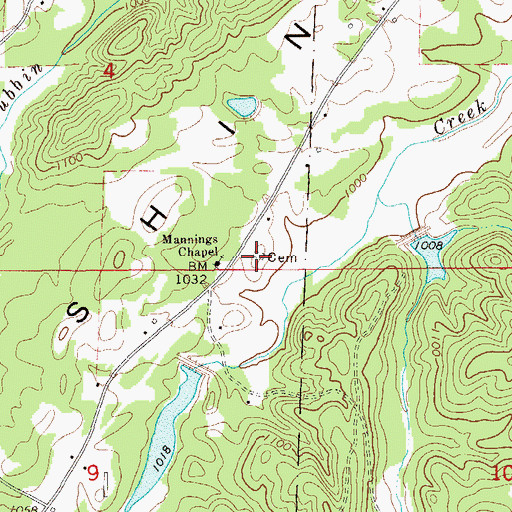 Topographic Map of Mannings Chapel Cemetery, AL