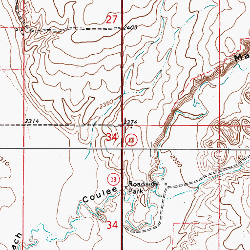 Topographic Map of 35N48E34ABBB01 Well, MT